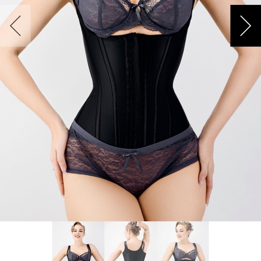 BLACK LATEX UNDERBUST CORSET STRAPS size 26